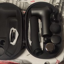 Sharper Image Power Percussion Hot  Cold Reach Massage Gun w/ Attachments Case