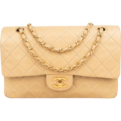 Chanel Quilted Lambskin 24K Gold Medium Double Flap Shoulder Bag Coco CC Tasche