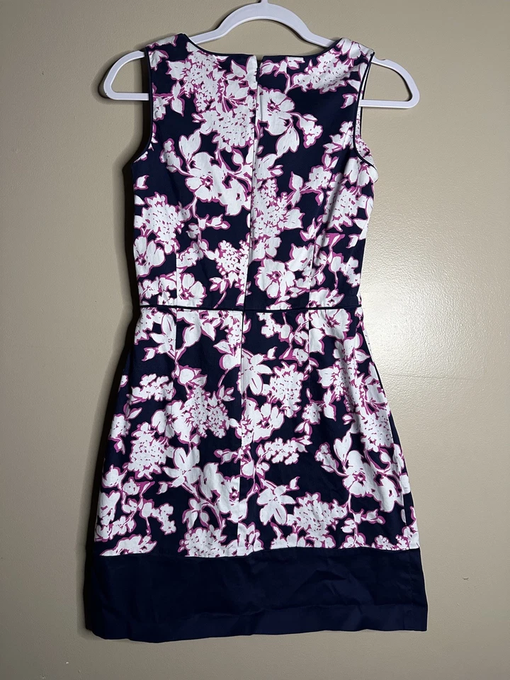 Tommy Hilfiger Floral Dress Size 2 Navy White Pink Brushed Cotton Sleeveless - Image 4 of 4