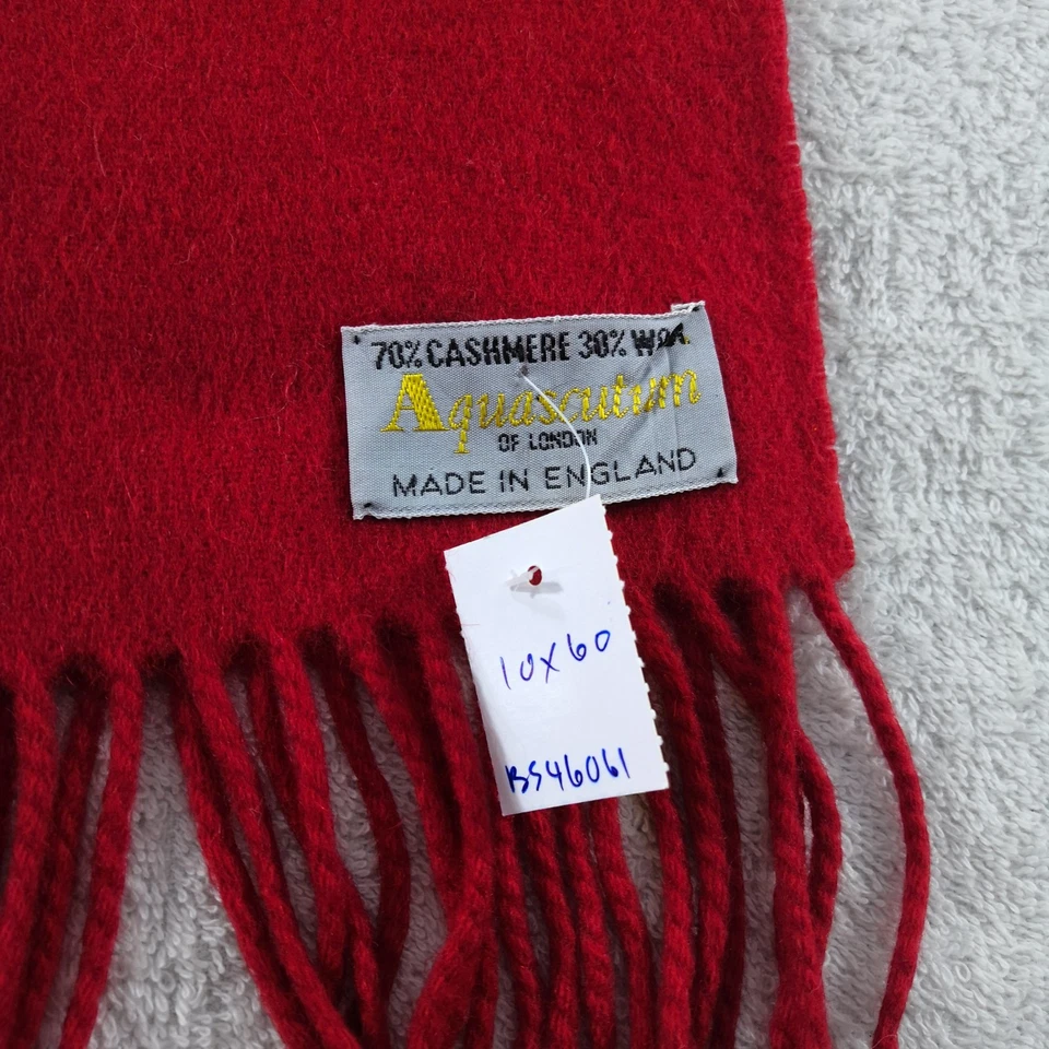 Bufanda de cachemir Aquascutum vintage ropa para el cuello clásica flecos bufandas de invierno 10x60 Foto 4 de 4