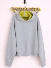 Light Gray cropped Hoodie with Lime Green Lining
