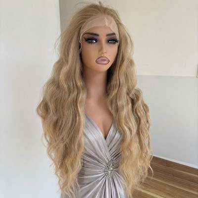 Lace Front Wig Soft Blended Blonde Synthetic Hair Heat Resistant Long Wavy
