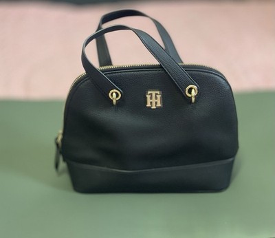 Tommy Hilfiger TH Element Dome Satchel Black Logo Elegant Women s Handbag New