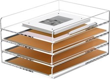 4 Tier Stackable Paper Letter Tray Acrylic Vertical File Tray A4 Desk Organizer