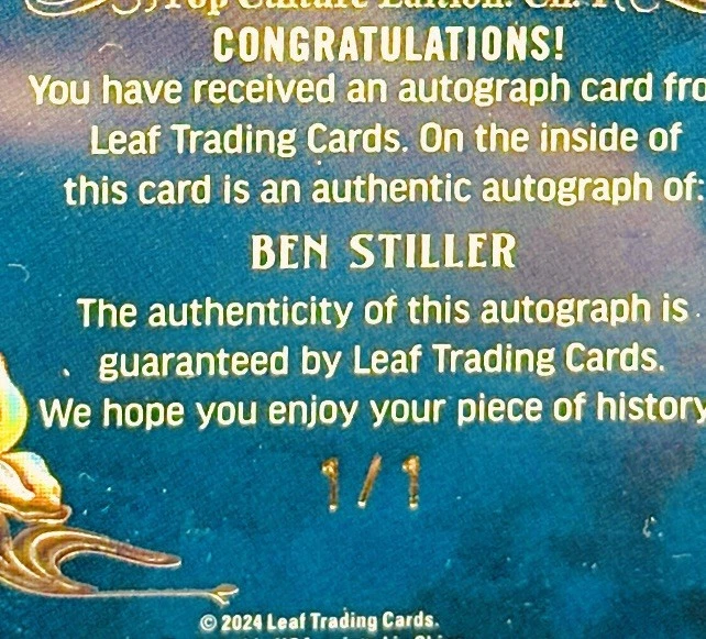 Libro de historia hoja 2024 cultura pop BEN STILLER automático # 1/1 folleto🔥 siglo pop Foto 3 de 4