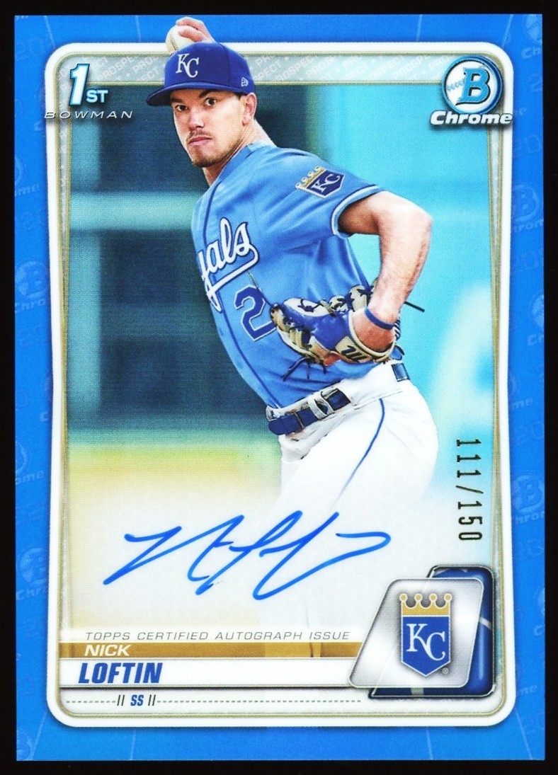 2020 Bowman Chrome Draft 1st Nick Loftin #CDA-NL Blue Refractor AUTO /150