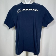 Boeing Signature Logo Aviation Navy Blue Cotton T-Shirt Men's XL
