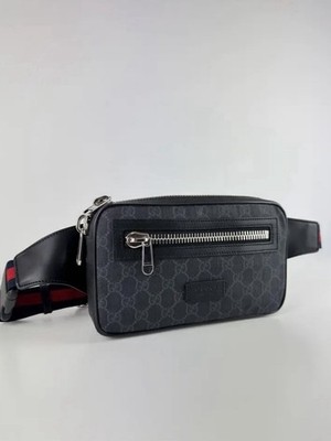 Gucci Umhängetasche Gürteltasche Herren Schwarz GG Supreme Leder