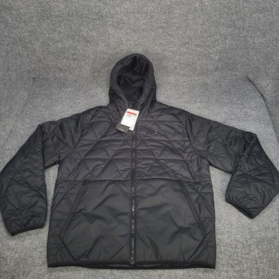 Jordan Jacket Mens Large Black Synthetic Fill Puffer Zip Therma Fit Hooded Coat