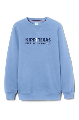 KIPP Texas Youth Long Sleeve Crewneck Fleece 14-16, Primary School Light Blue