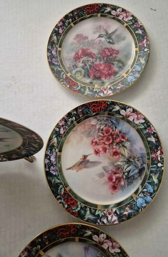Lena Liu's Hummingbird Treasury 7 Collector Plates W S George Porcelain 7 3/4" - Picture 6 of 8