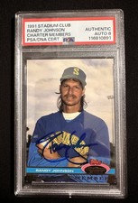 1991 Topps Stadium Club Randy Johnson Signed Card PSA/DNA Authentic Auto Charter