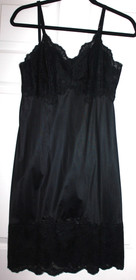 Vintage Vanity Fair Tricot Nylon black Full Slip Lace see through Detail trim 34
