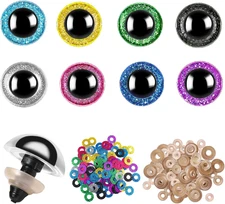 160Pcs 16Mm Safety Eyes for Amigurumi Glitter Plastic Safety Eyes for Crochet wi