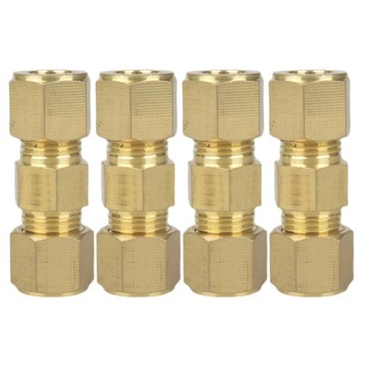 Brass Compression Tube Fittings 1/4inch Od For Household Plumbing Water Systems