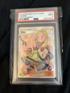 Pokémon Mina TCG Lost Thunder Holo Full Art Ultra Rare Card 211/214 PSA 9 (MINT)