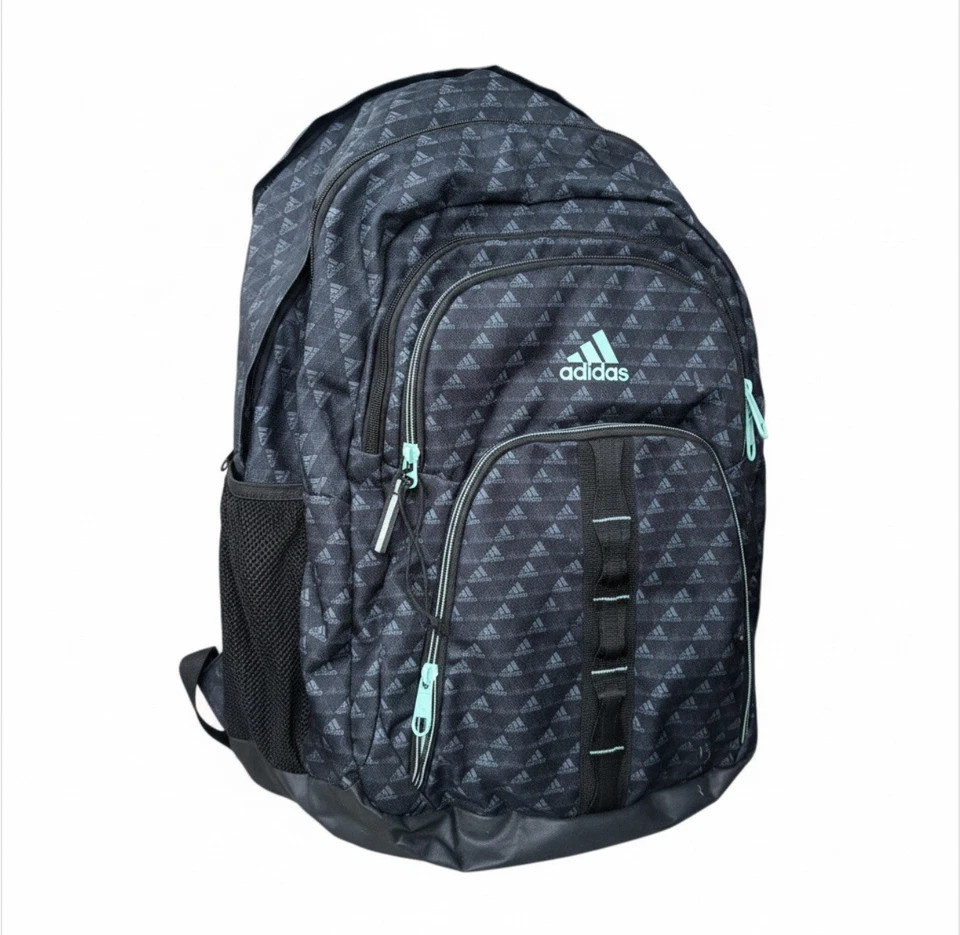 Mochila Adidas preta/azul-petróleo mola de carga 5 compartimentos bolsa escolar - Imagem 2 de 4