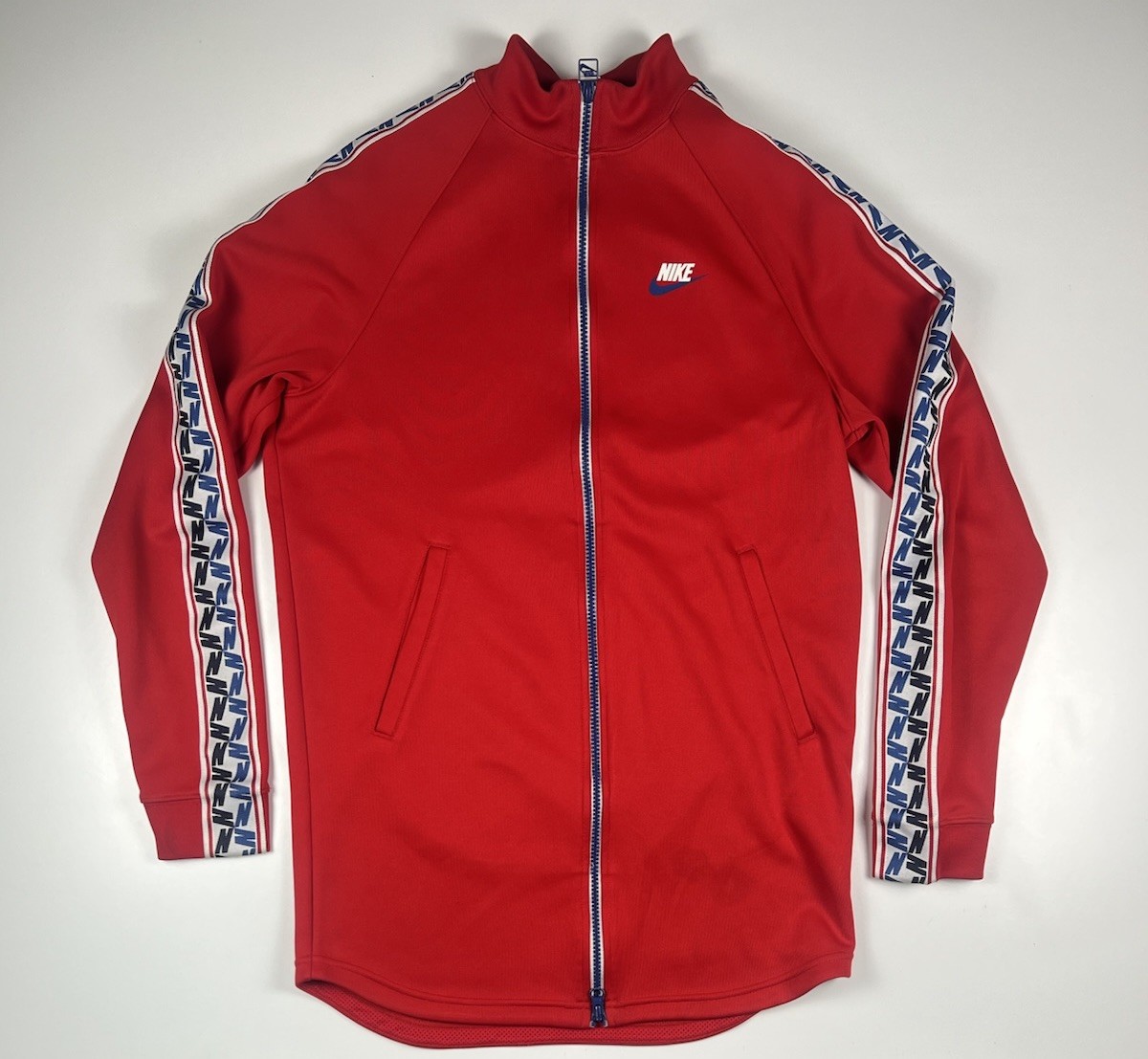 Nike Felpa Uomo XS/ S Oversize Rossa Bianca Sweatshirt Sport Jacket Long Zip Up