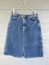 Eddie Bauer 100 Cotton Classic Blue Denim Skirt Womens Size 4 Cottage Core