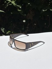 Vintage Christian Dior Your Dior 1 Sunglasses Brown Wrap Shield Y2K Galliano Era