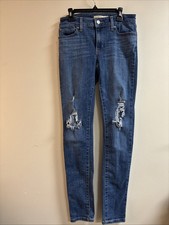 NWT LEVI'S 711 SKINNY MID RISE DISTRESSED 26 W X 30 L DENIM BLUE JEANS