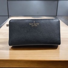 Kate Spade Staci Slim Bifold Wallet Black Saffiano Leather MSRP 149 NICE