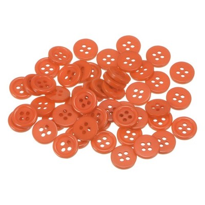 50pcs 18L Sewing Buttons 15/32'' Resin Round Flat 4-Hole Craft Buttons, Orange