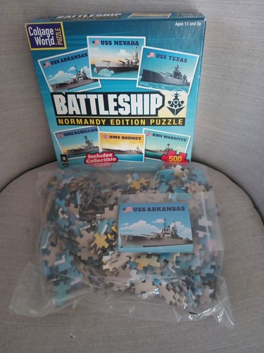 Battleship Normandy Edition Jigsaw Puzzle Collage 500 Pieces Collectable Cards - Picture 4 of 4