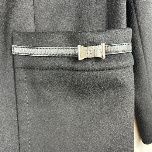 Autentico cappotto Gucci lana nero donna Italia 44 US 8 fiocco dettaglio classico - Foto 3 di 10