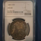 1881 S Morgan Silver Dollar NGC Ms64 Toned! beauty!