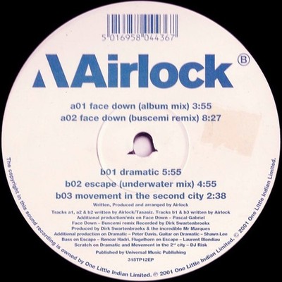 Airlock - Face Down / Dramatic - UK Promo 12'' Vinyl - 2001 - One Little Indian