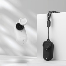 For Insta360 GO 3S Silicone Case Thumb Camera Lens Cover Protective Lanyard Case