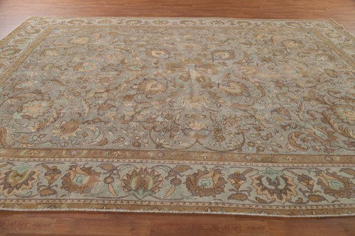 Distressed Traditional Floral Area Rug 10x13 Hand-knotted Wool Vintage Carpet - Picture 16 of 23