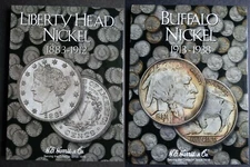 Set of 2 - He Harris Liberty Buffalo Nickel Coin Folders 1883-1938 Album Book