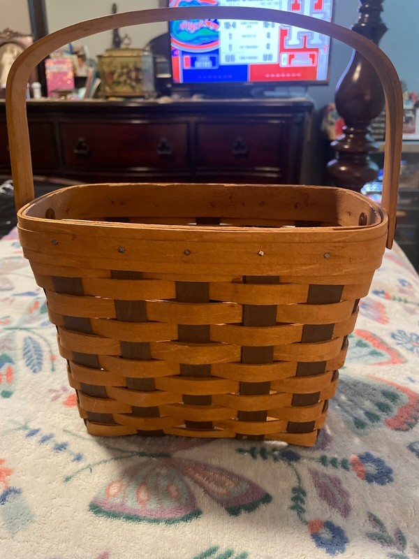 Longaberger 1988 Memory Basket Two-Toned Wood W/ Hinged Handle