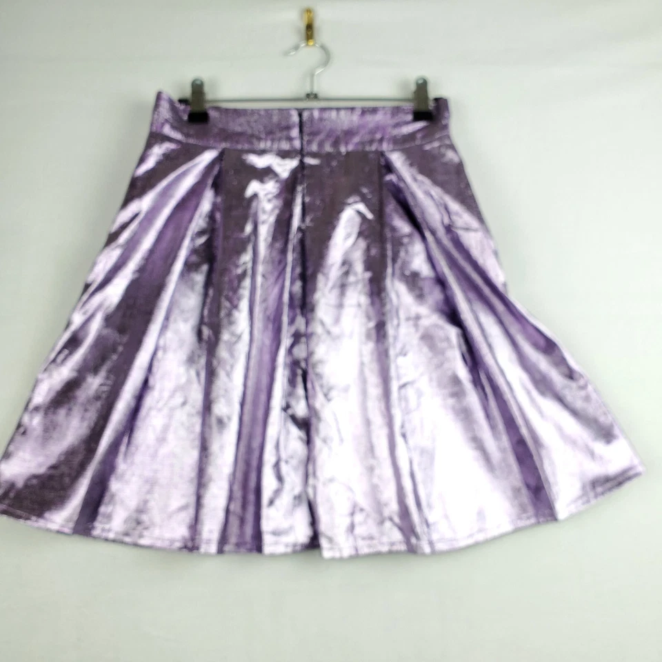 Falda para mujer Markus Lupfer línea A pequeña metálica púrpura plisada fiesta diseñador Foto 4 de 4