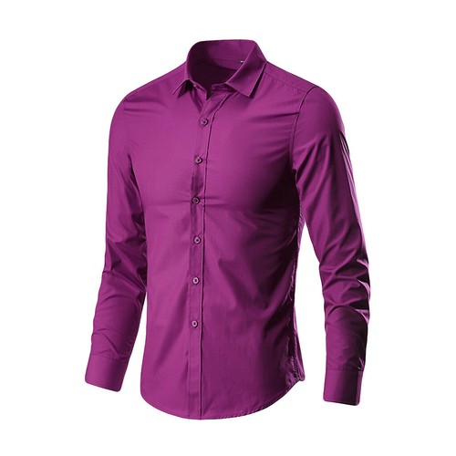Blusa Top Camisa Para Hombres Negocios Ocio Solapa Color Sólido Manga Larga Abotonada - Imagen 7 de 55