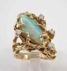 2.10Ct Marquise Genuine Fire Opal Vintage Engagement Ring 14K Yellow Gold Plated