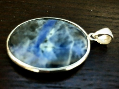 Ciondolo cabochon doppio lato semplice e di classe sodalite? ~ Argento Sterling 925 - Foto 3 di 8