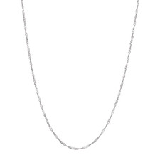 Welry 1.35mm Sparkling Singapore Chain Necklace in 14K White Gold