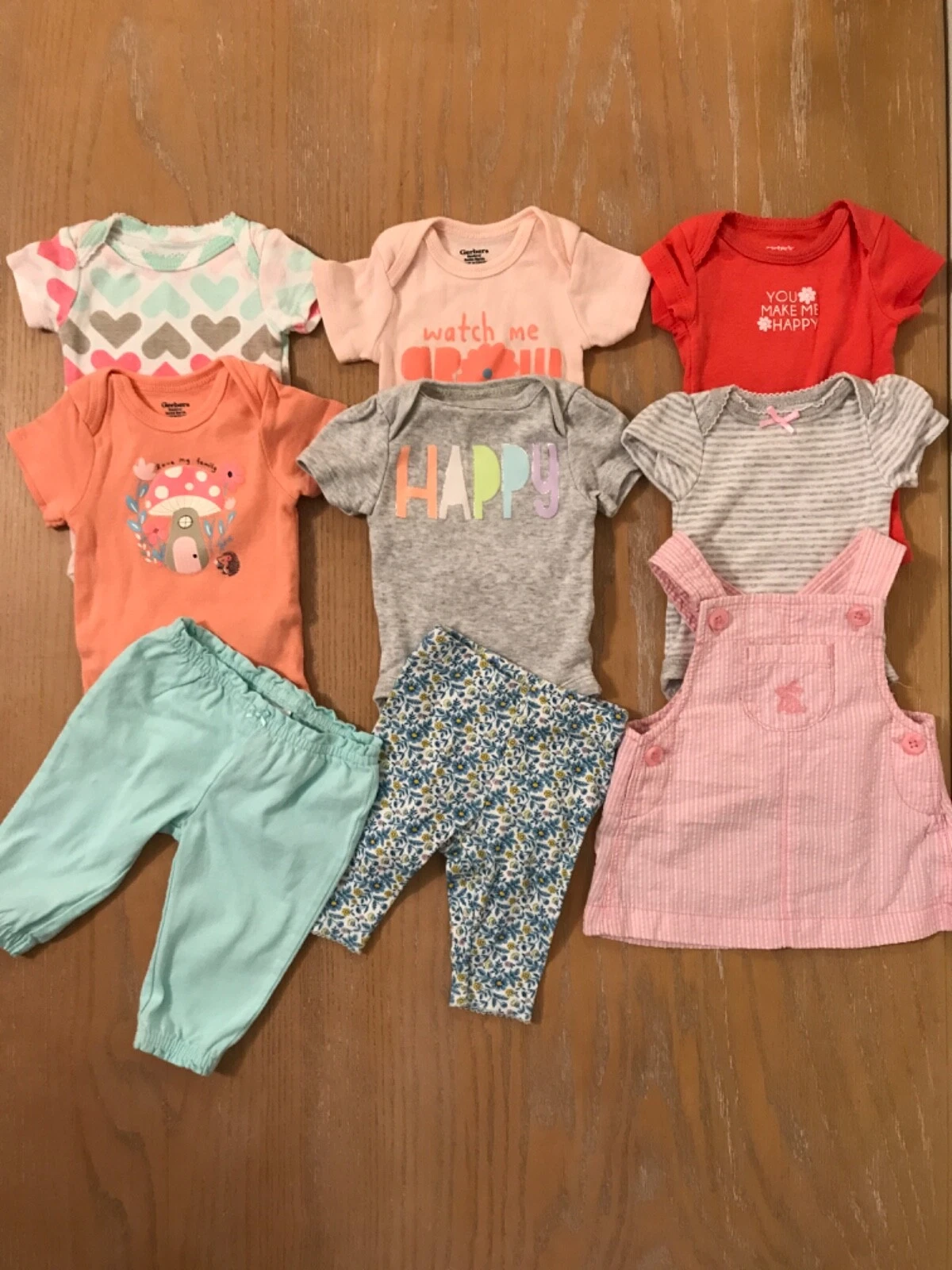 Carter's, Gerber, Other Infant Girls Summer Clothing Lot of 9 Size Newborn