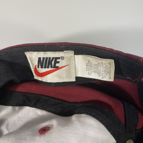 VINTAGE Nike Hat Cap Strapback Maroon Adjustable Embroidered Adult Swoosh 90s - Picture 4 of 7