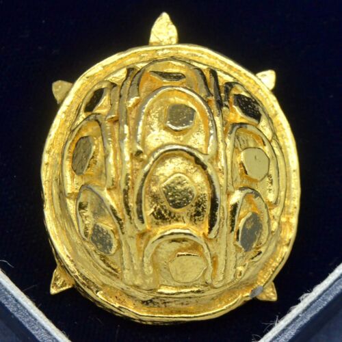 Vintage Brooch KENNETH J LANE KJL 1980s Chic Large Turtle Goldtone Jewellery - Picture 13 of 14