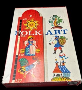 Vintage Talens Danish Folk Art Craft Kit Woodwork Stencil Measuring Rod 42" RARE
