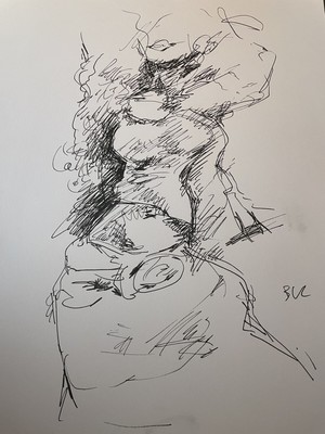 Anime Girl Cute Figure 11x14 Ink Drawing On Paper Original Signed