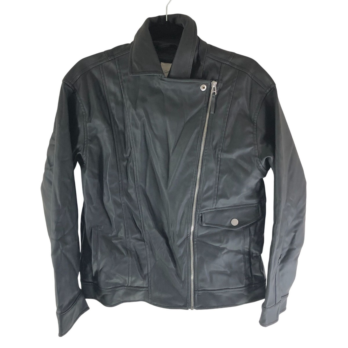 Universal Thread Womens Faux Leather Moto Jacket Asymmetric Black
