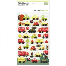 CUTE VEHICLES FELT STICKERS Car Truck Ambulence Sticker Sheet Raised Fuzzy Craft