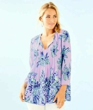 Blusa túnica Lilly Pulitzer Marilina Top en claro lila verbena Jungle Path XS