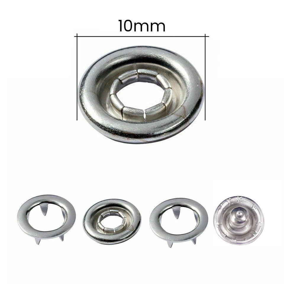 YKK Prong Ring Snap Poppers Fasteners Buttons 9.5mm 10mm Press Studs
