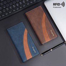 US Mens RFID Blocking Leather Wallet Credit Card ID Holder Long Purse Waterproof